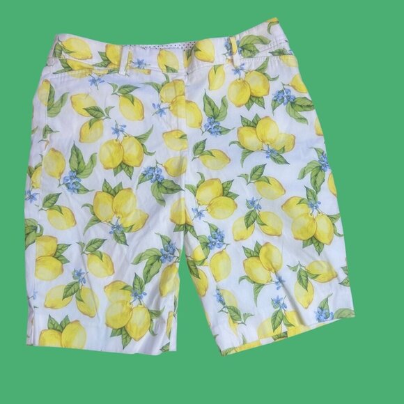 Talbots  Perfect Short Lemon Print Bermuda Shorts Size 4 - Picture 1 of 8